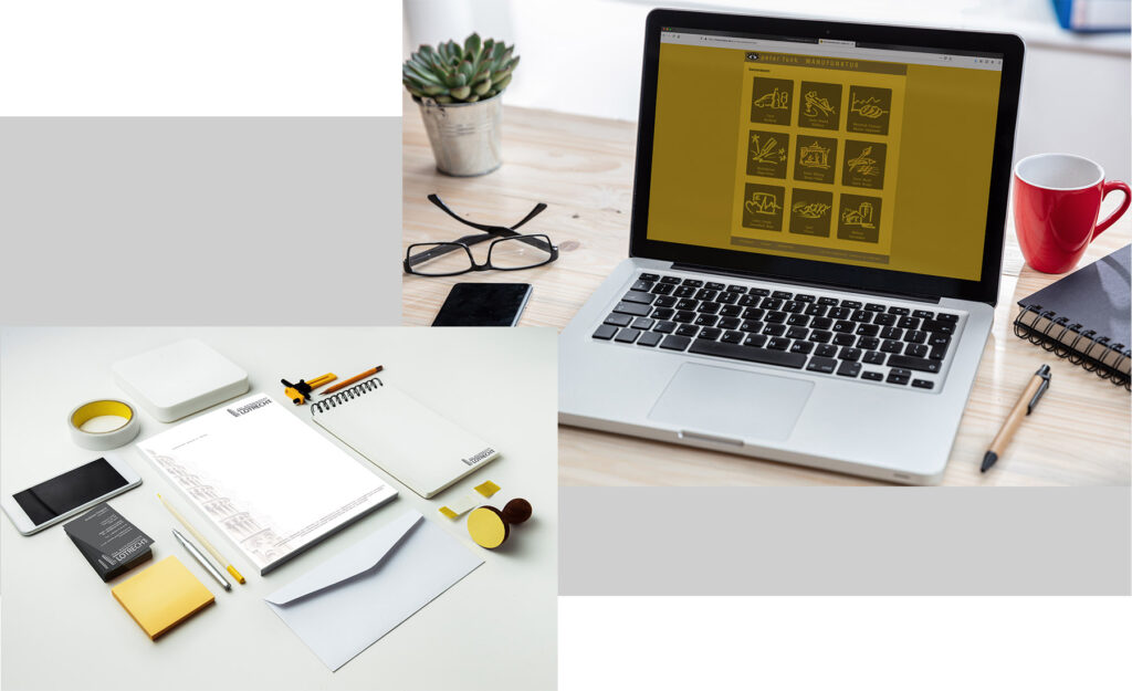 Webseite und Printprodukte wie zum Beispiel Visitenkarte und Briefpapier